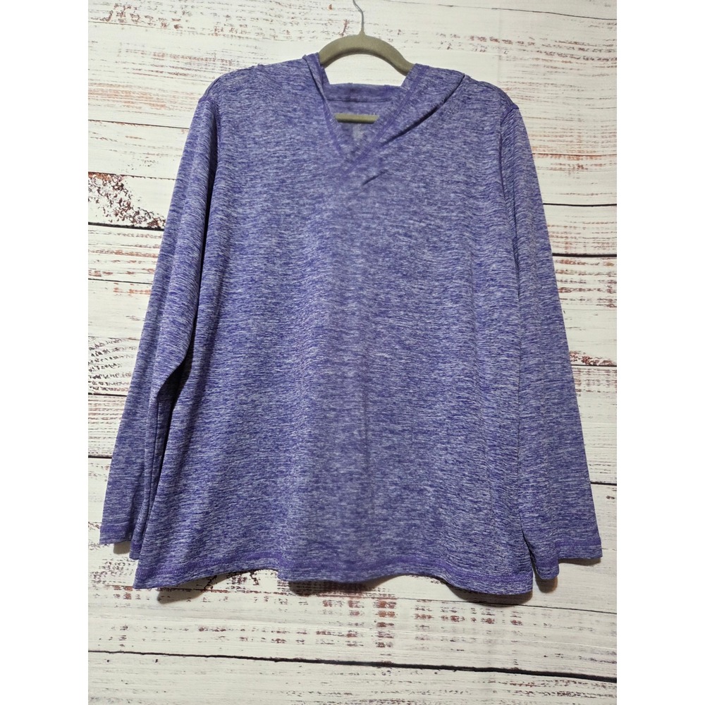 Ideology Woman Purple Space Dye Hoodie V-Neck Long Sleeve Activewear Top 2X